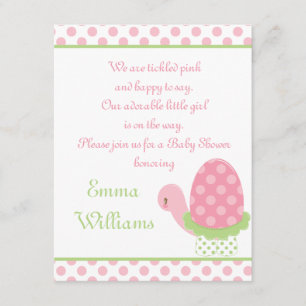 Tootsie Turtle Baby Shower Invitation 4.25" x 5.5"