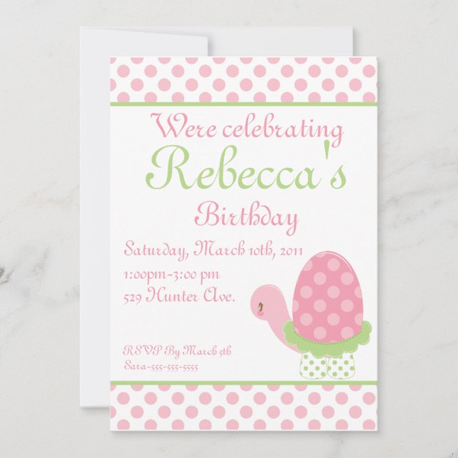 Tootsie Turtle Birthday Invitation-1 Invitation (Front)