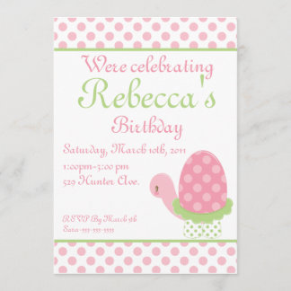 Tootsie Turtle Birthday Invitation-1 Invitation