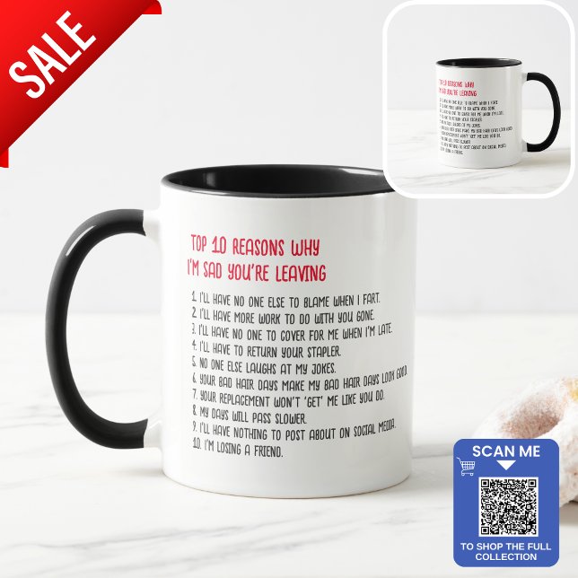 Top10 Reasons Why I'm Sad You're Leaving Farewell Mug (Creator Uploaded)