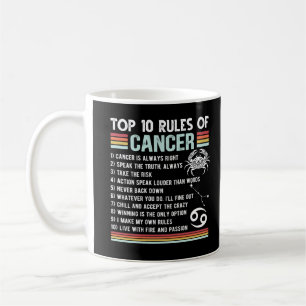 Top 10 Rules Of Cancer Zodiac Sign Vintage Badge Coffee Mug
