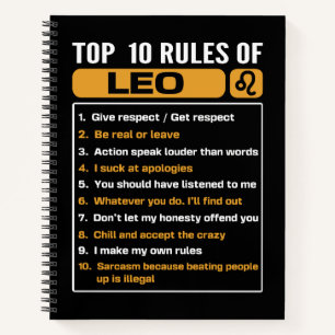 Top 10 Rules Of Leo, Leo Facts Traits Notebook