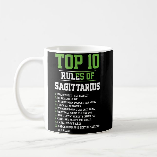 Top 10 Rules Of Sagittarius Birthday Horoscope Coffee Mug (Left)