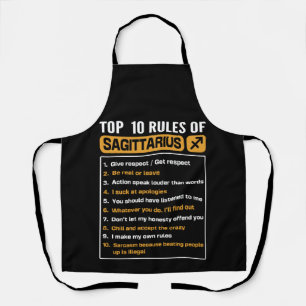 Top 10 Rules Of Sagittarius, Sagittarius Traits Ru Apron