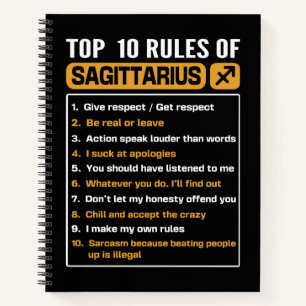 Top 10 Rules Of Sagittarius, Sagittarius Traits Ru Notebook