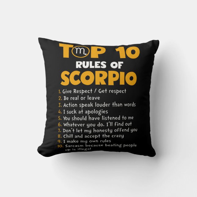 Top 10 Rules of Scorpio Birthday Gifts Cushion (Front)