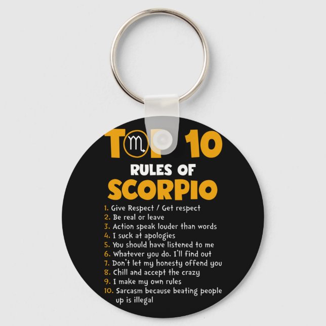 Top 10 Rules of Scorpio Birthday Gifts Key Ring (Front)