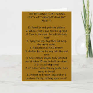 TOP 10 THINGS THAT SOUND DIRTY AT THANKSGIVING ... HOLIDAY CARD