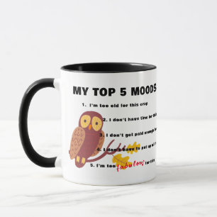 Top 5 Moods Coffee Mug - Funny 15oz Cup