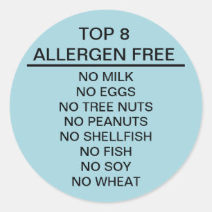 Top 8 Allergen Free Classic Round Sticker