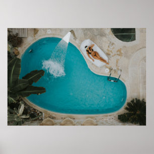 Top-angle photography of outdoor swimming pool poster