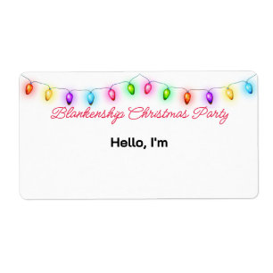 Top Border Christmas Lights Paper Label Name Tag
