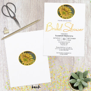 Top Border Sunflower Oval Photo Bridal Shower  Invitation