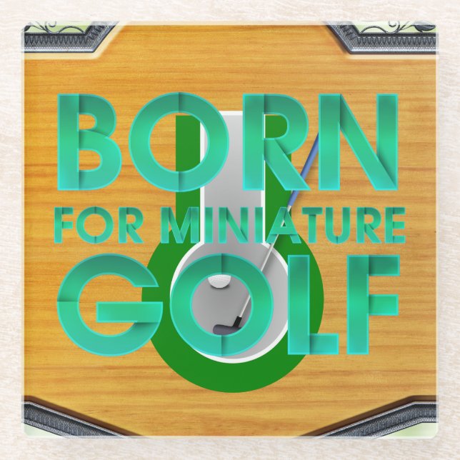 TOP Born for Miniature Golf Glass Coaster (Front)