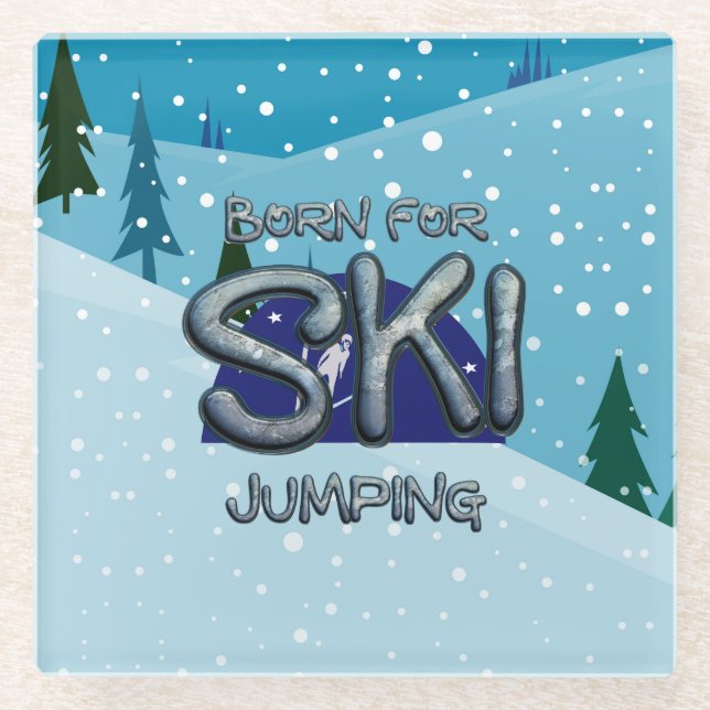 TOP Born for Ski Jumping Glass Coaster (Front)