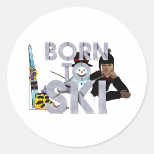 TOP Born to Ski Classic Round Sticker