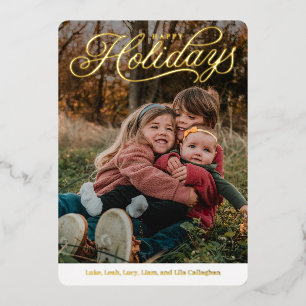 Top Caption Happy Holidays Foil Holiday Card