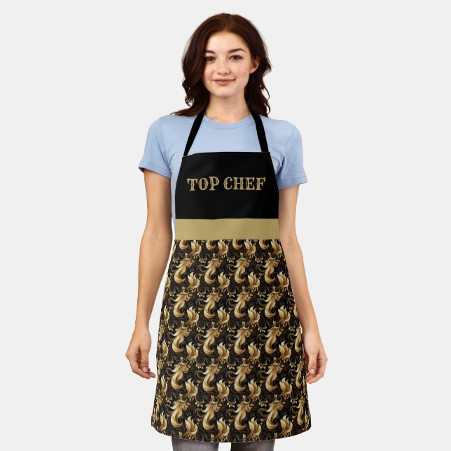 "Top Chef" Marbleised Decorative Black Gold Apron (Worn)