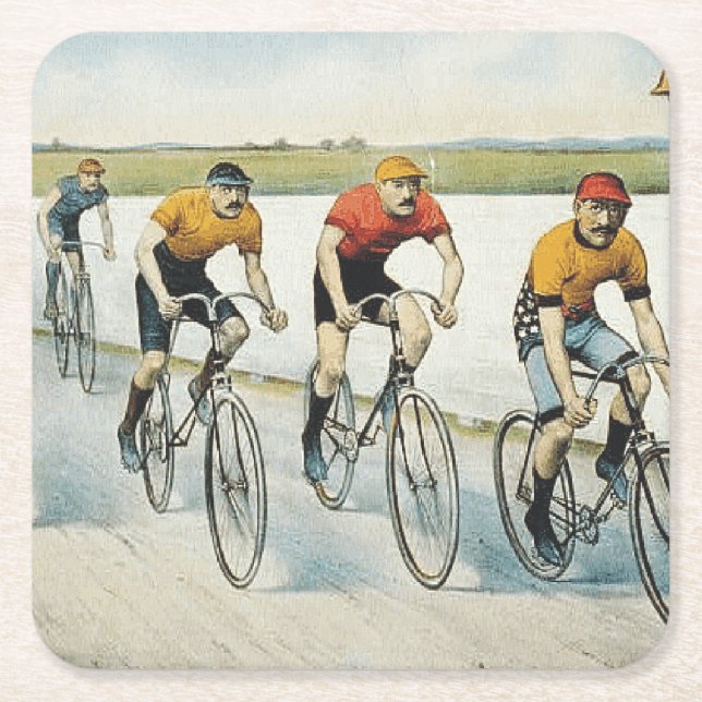 TOP Cycling Old School Square Paper Coaster (Front)