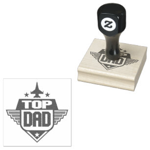 Top Dad Aeroplane Rubber Stamp