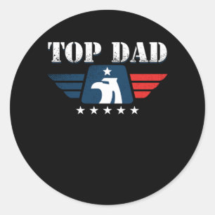 Top Dad Papa Father Fathers Day Parent Grandpa Gif Classic Round Sticker