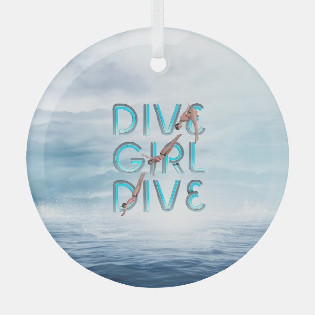 TOP Dive Girl Dive Glass Ornament (Front)
