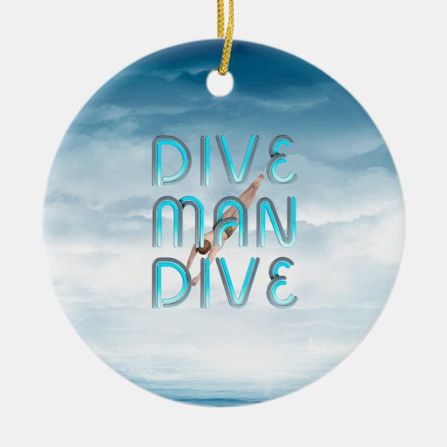TOP Dive Man Dive Glass Ornament (Front)