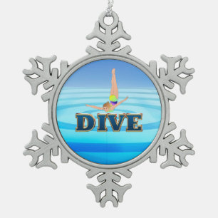 TOP Dive Snowflake Pewter Christmas Ornament