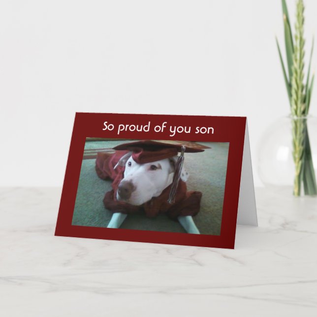 TOP DOG WISHING "YOU" HAPPY GRADUATION SON CARD (Front)