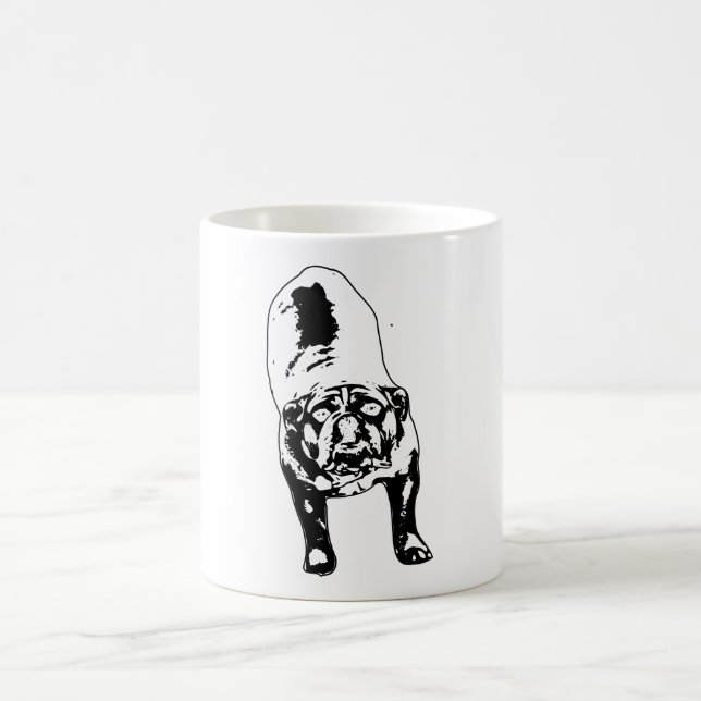 Top‑down bulldog stretch rendered in bold dual‑ton coffee mug (Center)