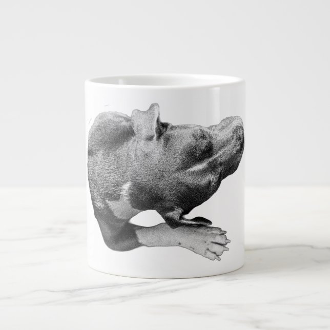 Top-Down Calm—Head & Paw Portrait Large Coffee Mug (Front)