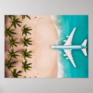 Top-Down View of Palm Trees and Turquoise Beach  Poster