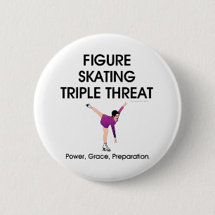 TOP Figure Skating Triple Threat 6 Cm Round Badge