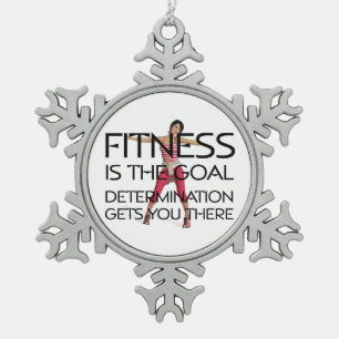 TOP Fitness Goal Snowflake Pewter Christmas Ornament
