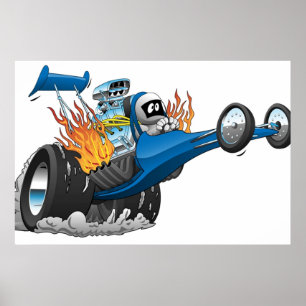 Top Fuel Dragster Cartoon Poster