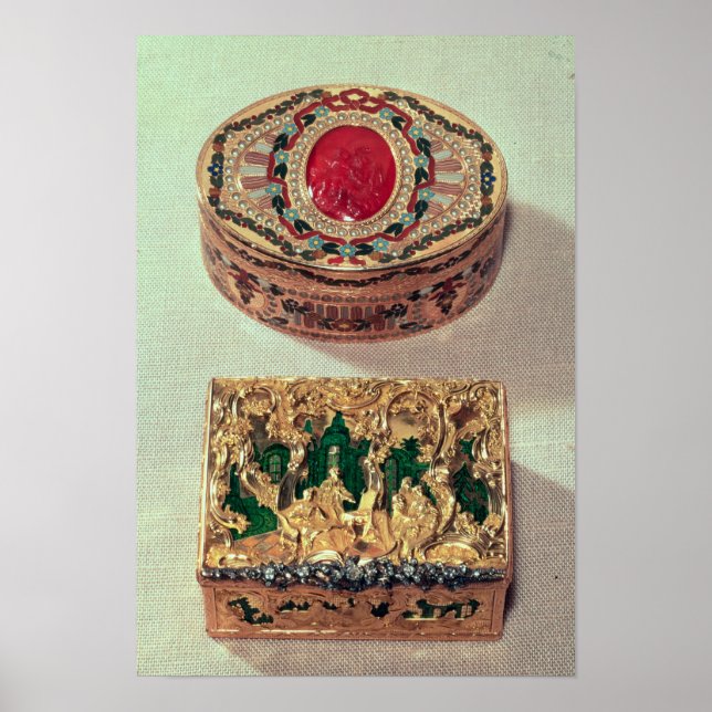 Top: Gold snuffbox inlaid with various stones Poster (Front)