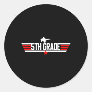 Top Grade 5th Fifth Grade Byck To School First Day Classic Round Sticker