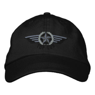 Top Gun Aviation Star Laurels Pilot Wings Embroidered Hat
