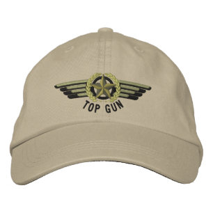 Top Gun Aviation Star Laurels Pilot Wings Embroidered Hat