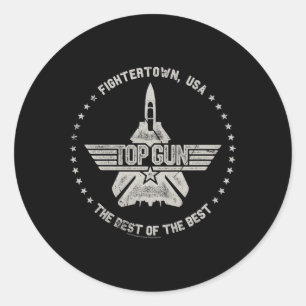 Top Gun Fightertown Usa Circle Classic Round Sticker