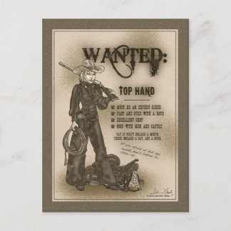 Top Hand Cowgirl Postcard
