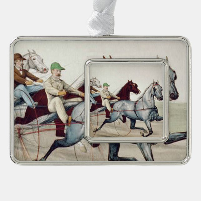 TOP Harness Racing Silver Plated Framed Ornament (Front)