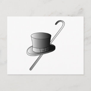 Top Hat and Cane Postcard