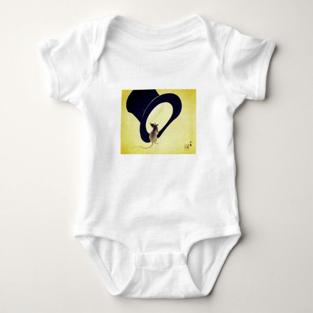 Top HAT AND MOUSE WITH BABY BODYSUIT CUSTOM NAME (Front)