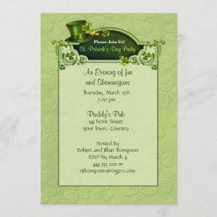 Top Hat and Shamrocks Invitation - Customise