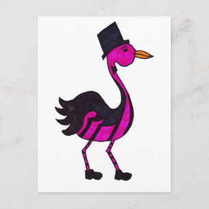 Top Hat and Tails Flamingo Postcard