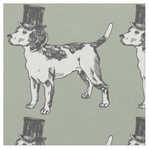 top hat beagle dog quirky whimsical fabric