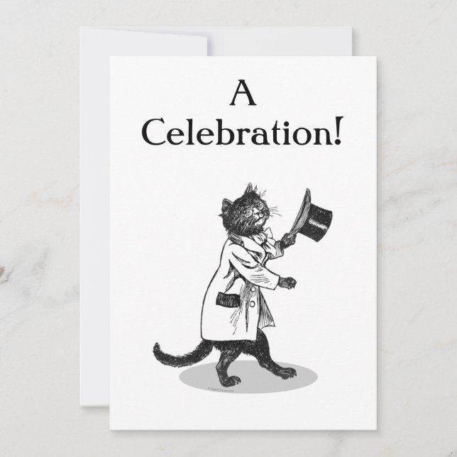 Top Hat Cat Custom Invitation Template (Front)