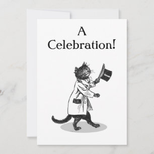 Top Hat Cat Custom Invitation Template