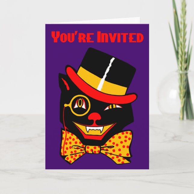 Top Hat Cat Invitation (Front)